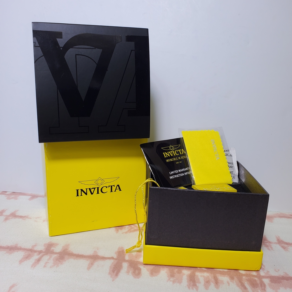 Invicta Watch Box Gift Set Square Yellow Black Men Women Watches Accessories